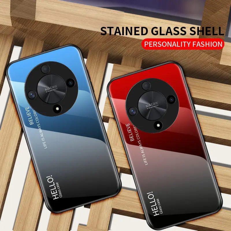 Honor X9B 5G ALI-NX1 Case Gradient Tempered Glass Hard Back Cover Phone Case Silicone TPU Bumper for Honor X9B HonorX9B ALI NX1