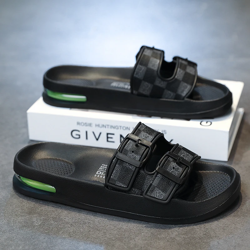 

Модные мужские тапочки, лето 2023 года, новый дизайн, шлепанцы, роскошные кожаные тапочки, повседневная пляжная обувь на воздушной подушке