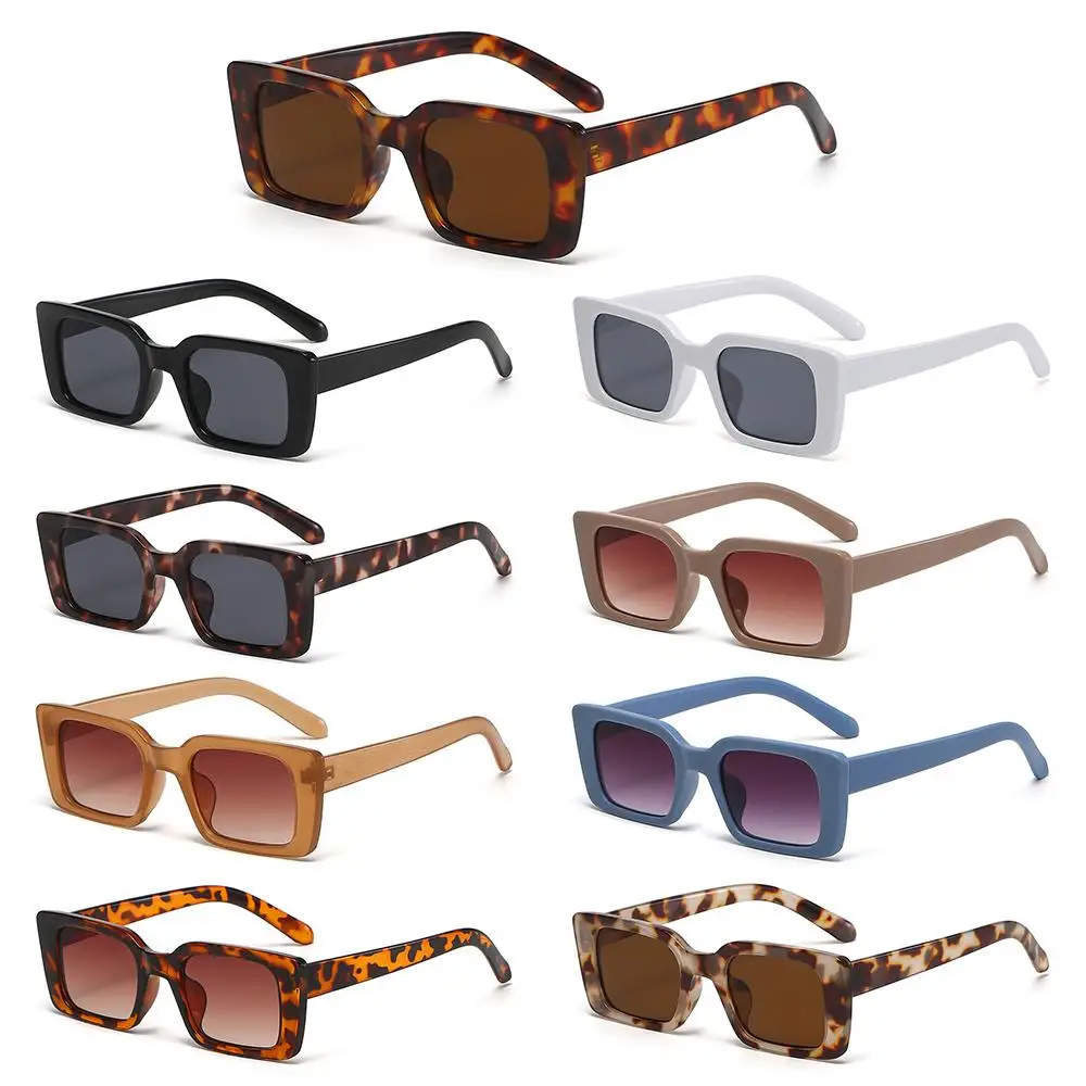 Vintage Beach/Travel Gradient Rectangle Square Sunglasses Leopard Sun Glasses Shades