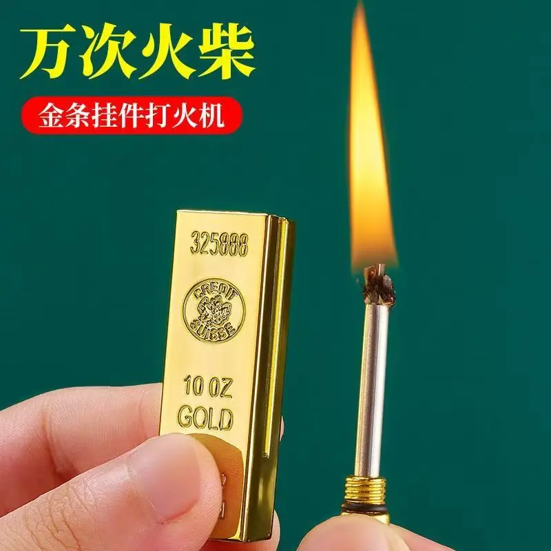 2026 Ten Thousand Match Lighter Windproof High Value Gold Bar Shape Kerosine Lighter Creative Personality Anti-drop Cool Lighter