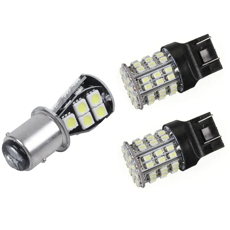 Bombilla LED de freno trasero, luz de parada blanca con 2X T20 1157 5050 64 SMD, lámpara blanca 7440 K, 7443 P21W BAY15D 6000 18 SMD, 12V