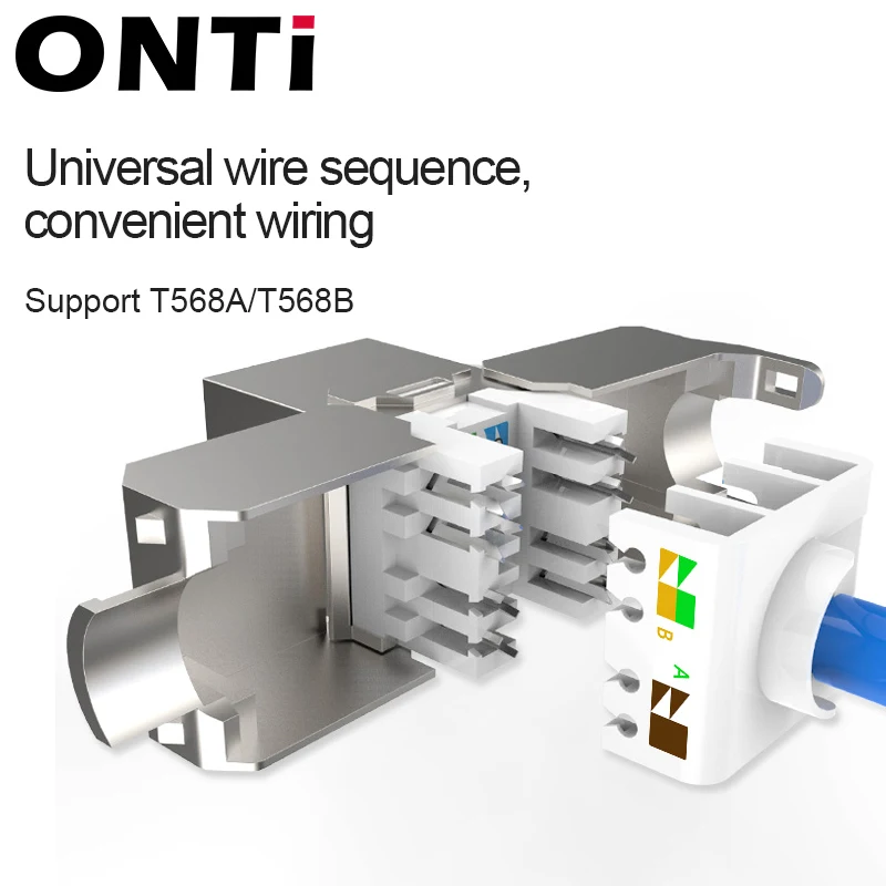 OMAY RJ45 CAT8 Cat7 CAT6A Módulo de conector Keystone blindado STP sin herramientas, adaptador de acoplador de red de aleación de Zinc CAT6 CAT5E autoblocante