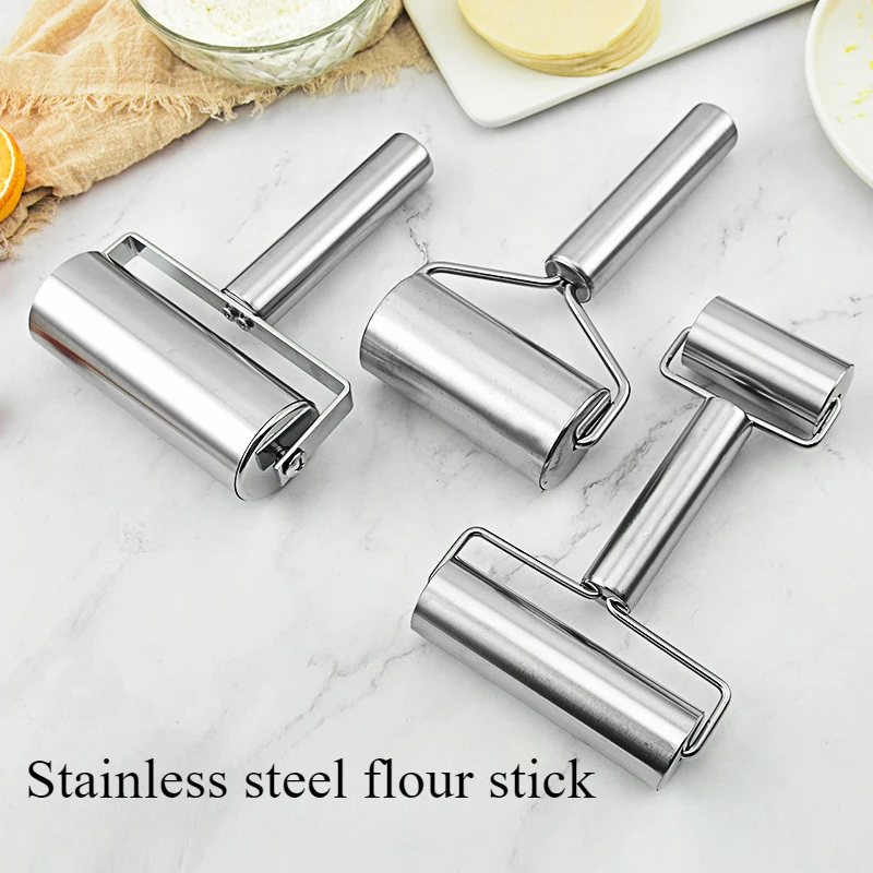 Stainless Steel Double Head Rolling Pin Multi-functional T-shaped Rolling Stick Non-stick Dumplings Noodles Pizza Baking Tools