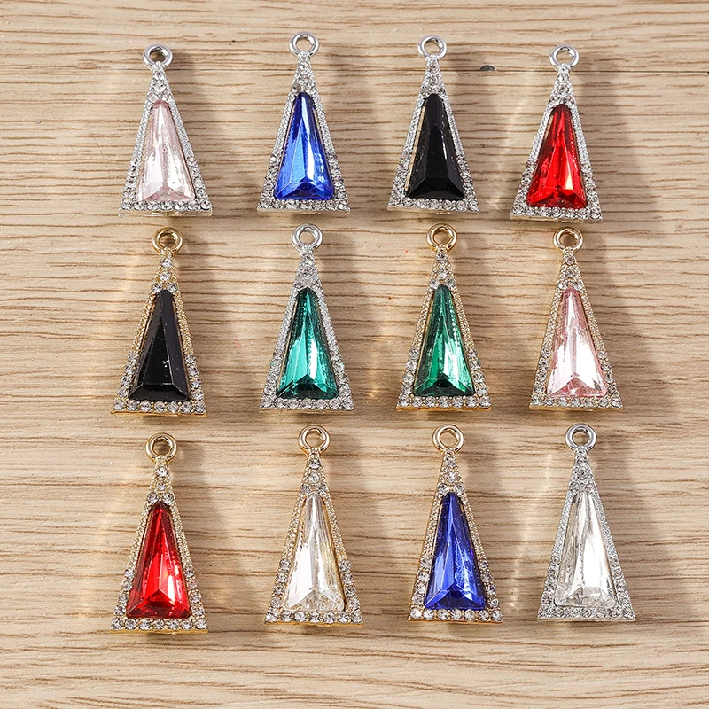 10 stücke 12x28mm elegante Kristall Dreieck Charms Anhänger für Schmuck machen Tropfen Ohrringe Halskette Armbänder DIY Handwerk liefert – Detail 2