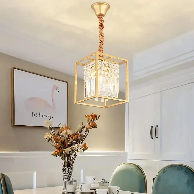 Lampadario di cristallo moderno lampada Haning nera/oro per sala da pranzo decorazioni per la casa di lusso cucina isola illuminazione Led rettangolo Lustre