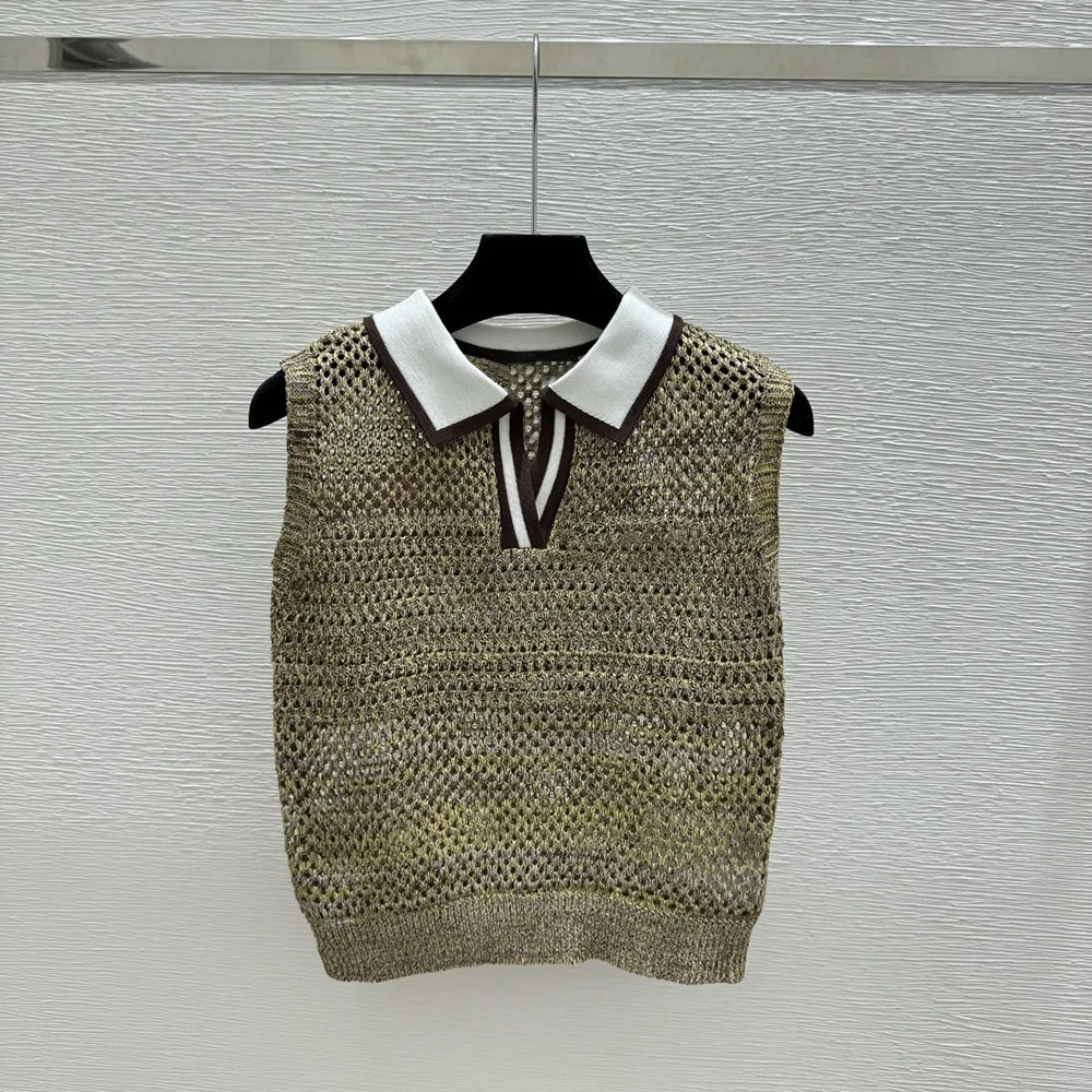 

Высококачественный новый женский топ без рукавов с воротником-поло 2026 года, модный и стильный для повседневного отдыха xy2641535