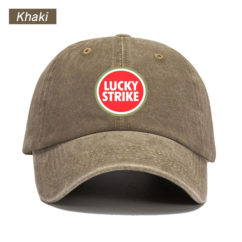 Vintage Washed Baseball Cap Lucky Strike Print Graphic Unisex Streetwear Casual Trucker Style Summer Cotton Sun Hat