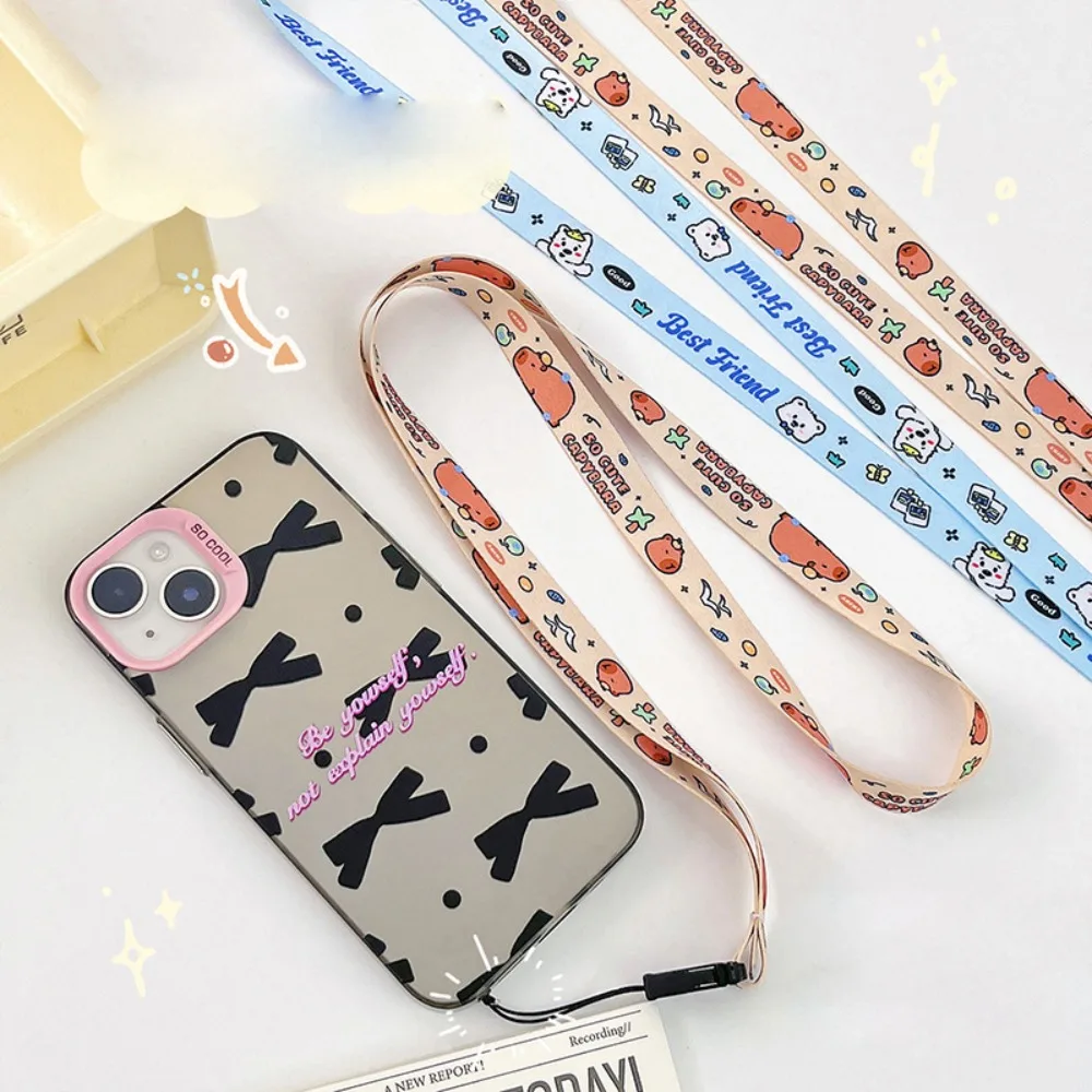 New Capybara Phone Case Strap Polyester Material Cartoon Keychain Hanging Rope Lovely 45cm USB Drive Rope