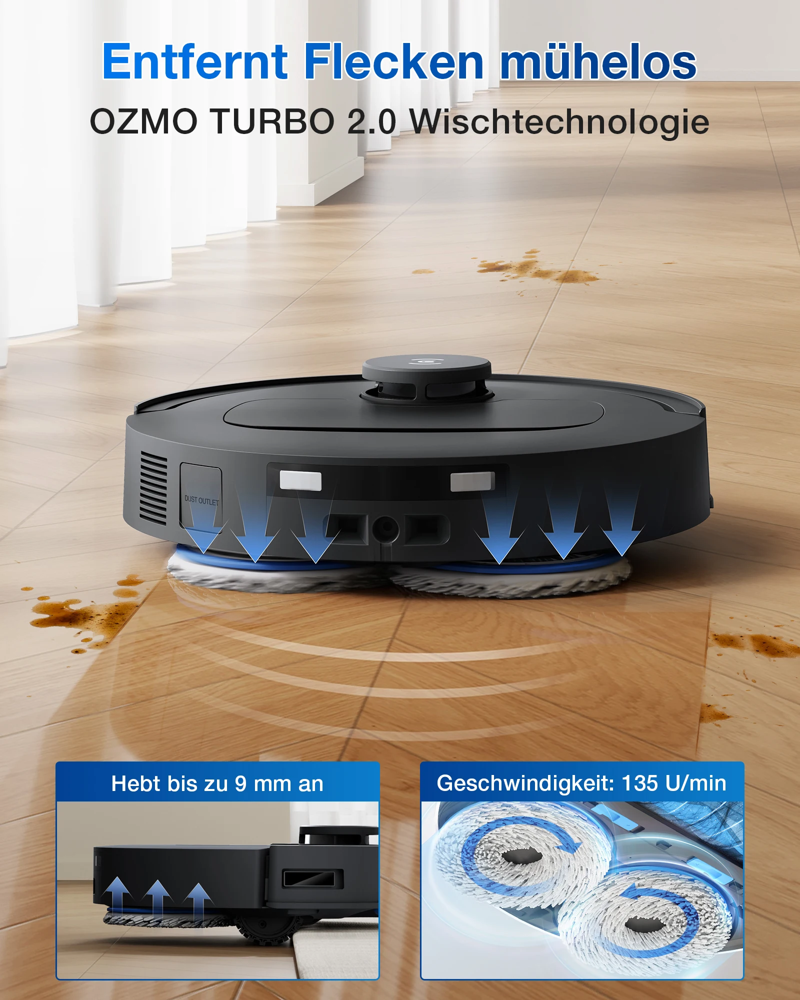 Robot aspirador ECOVACS Deebot T30e Omni con función de limpieza, potencia de succión de 25.000 Pa | Limpieza OZMO Turbo 2.0, cepillo principal triple en V antienredos ZeroTangle 3.0, Omni-Station, secado a 45 °C 4