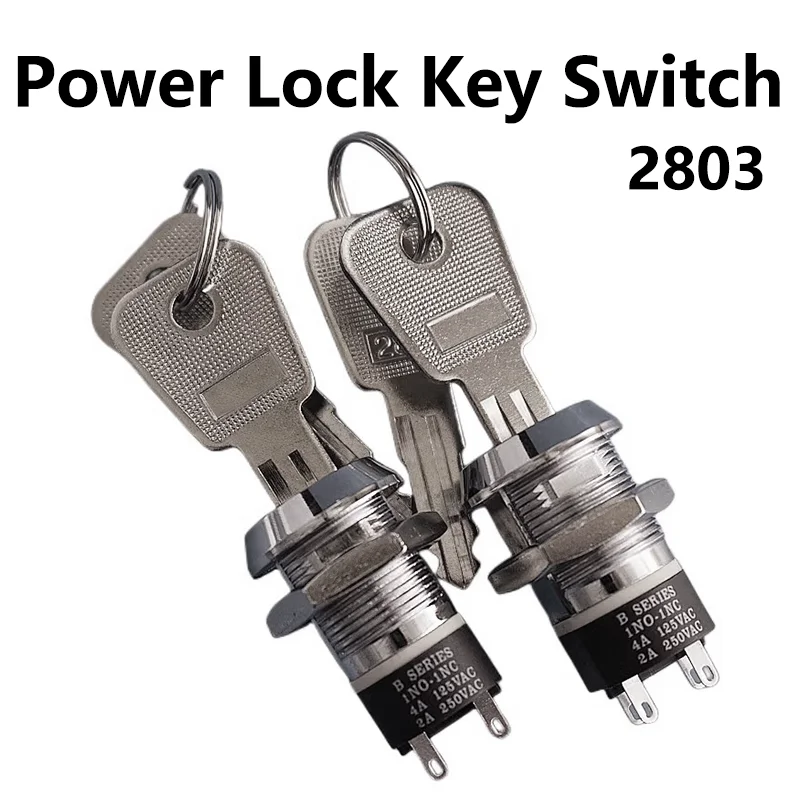 

5 Sets 19mm A Series 2803 Metal Electronic Power Lock Key Switch 4Pin ON-OFF 2Position DPST Zinc Alloy Welding Terminal