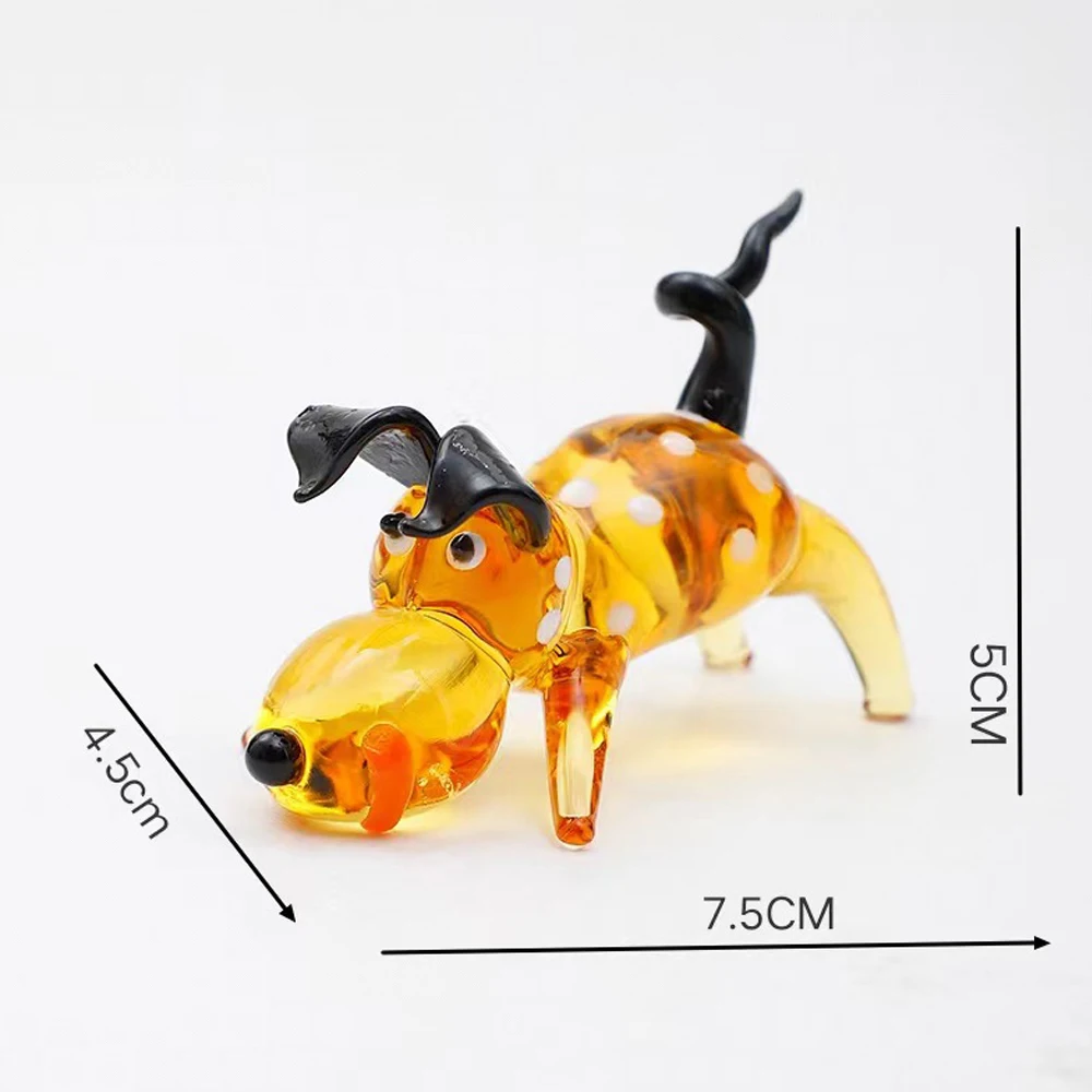 3Pcs Handmade Glass Dog Figurines Collectible Miniature Glass Dog Ornament Sets Glass Art Animal Sculpture Home Room Decor Gift