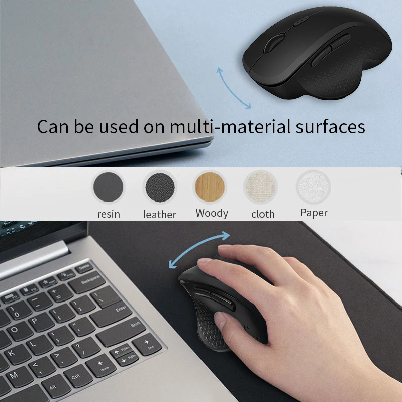 JITE CM-02 Ergonomic Wireless Mouse, 2.4G/Bluetooth Dual Mode, 2400 DPI, Rechargeable, for Laptop, iPad, Tablet, PC, Mac