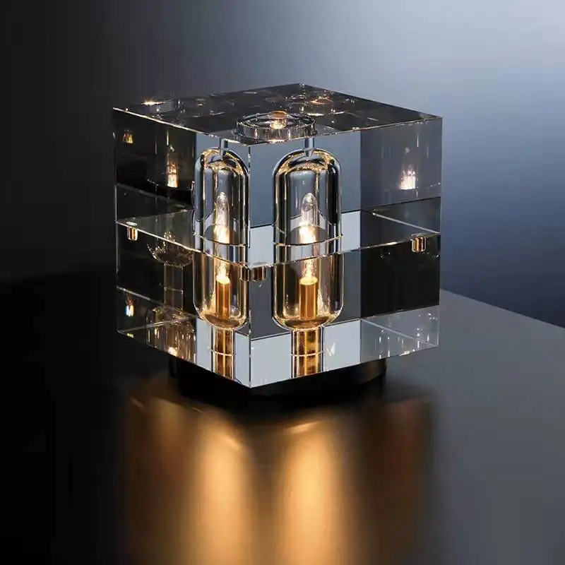 

Italian light luxury all-copper K9 crystal Rubik's cube table lamp creative personality study desk decoration small table lamp