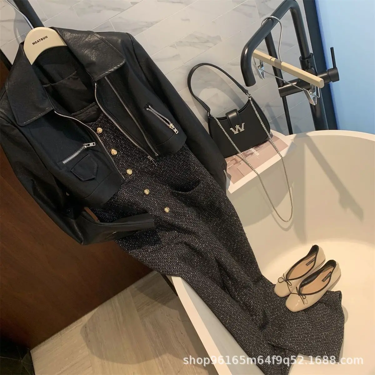 

2026 Spring New Arrival Women's Outerwear Black Biker Jacket Slim-Fit Short Jacket Women's Double-Zip PU Leather Jacket