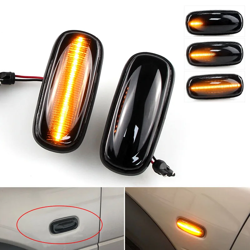 2pcs LED Turn Signal Dynamic Sweep Side Marker Lamp Repeater Indicator Light for Discovery 2 99-04 Freelander Defender XGB000030