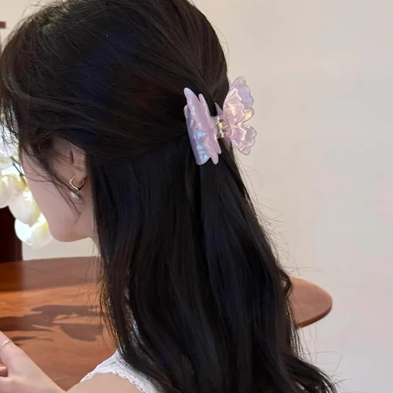 레트로 요정 나비 헤어 클로 아세테이트 크랩 헤어 클립 스위트 프린세스 샤크 헤어핀 여성 소녀 헤어 액세서리