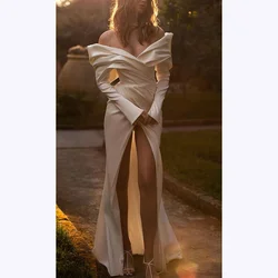 Elegant High Collar Wedding Dresses Long Sleeves Beads Sequined Ball Gowns Fashion Draped Court Train Luxury Bridal Dresses