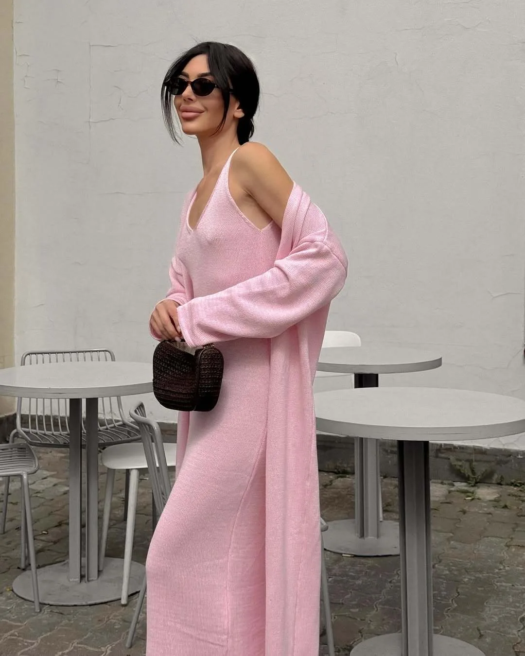 Hirsionsan Set morbidi e larghi da donna Due pezzi Cardigan a maniche lunghe e gilet Abiti eleganti da donna Abiti vuoti Tuta in cotone
