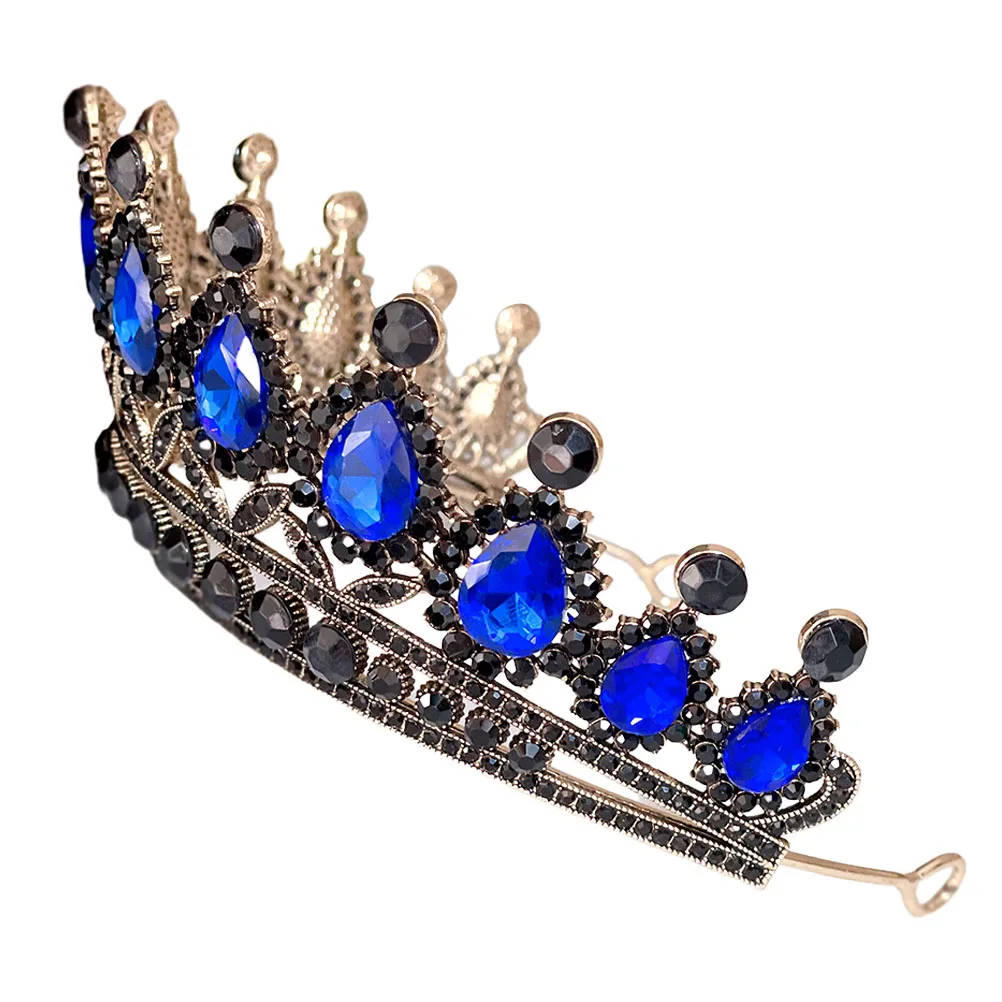 

Dark Black Wedding Bridal Crown Metal Rhinestone Headband Hair Jewelry Decoration For Bride Party Anniversary Gift