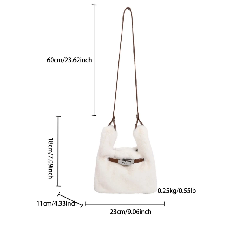 حقيبة شتوية جديدة بمقبض علوي من الفرو الصناعي حقيبة كروس عصرية كورية للنساء حقيبة كتف مريحة ومتعددة الاستخدامات #6