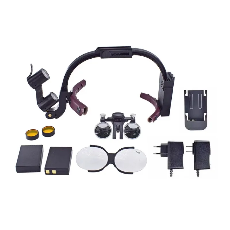 Headlamp binocular magnifying glass 2.5X/3.5X head-mounted oral surgery headband lighting