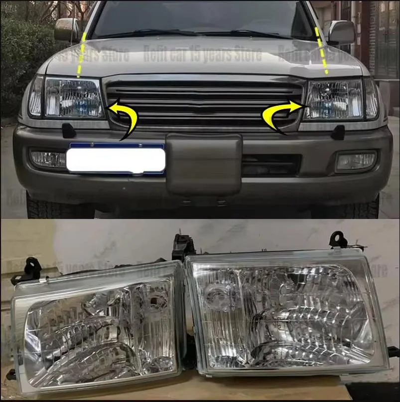For Toyota LAND CRUISER LC100 FJ100 100 1998-2005 2PCS Headlights Head lamp Set Left + Right Halogen
