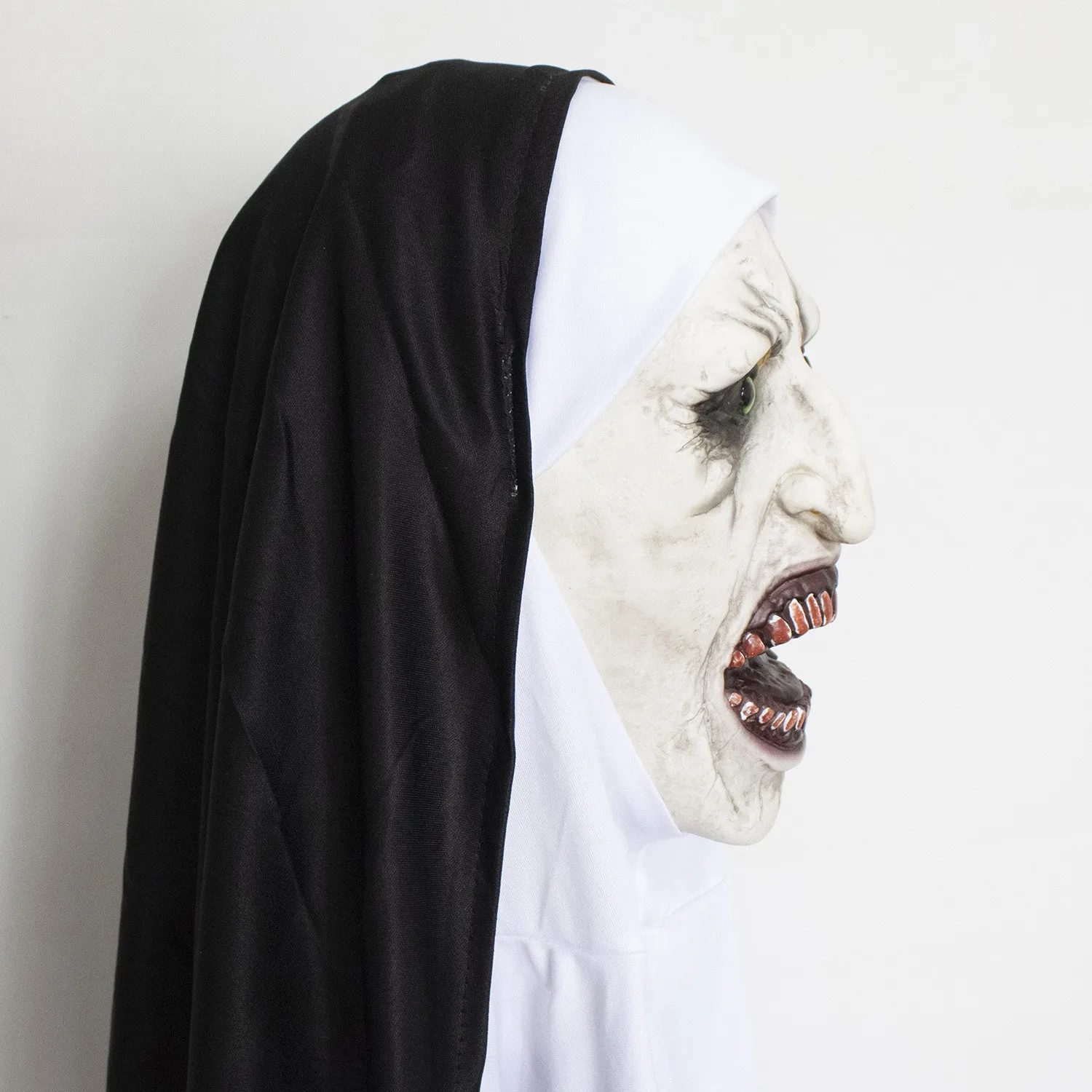 Horror Nun Mask Headscarf Cosplay Creepy Valak Ghost Face Latex Masks Halloween Carnival Purim Party Headpiece Costume Props