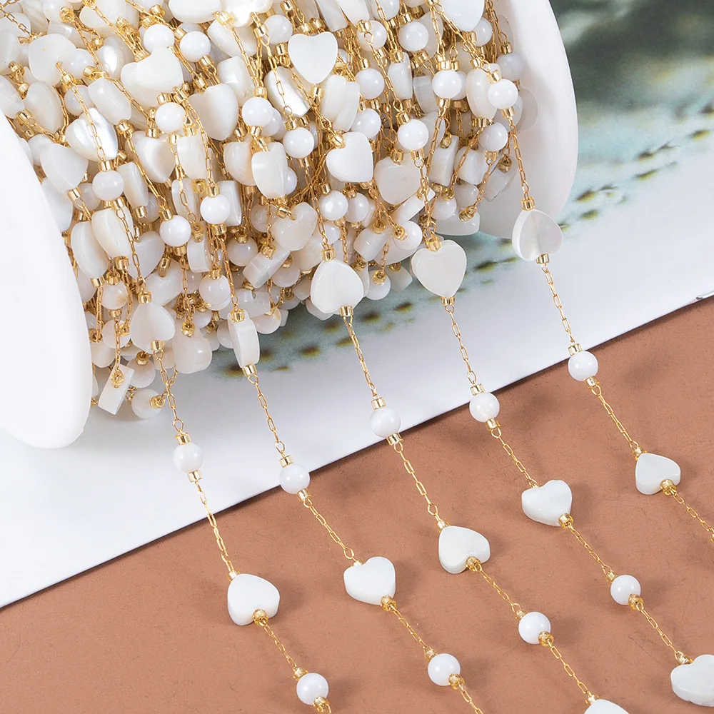 

WT-STS021 Classic Stainless Steel Natural Shell Chain Long DIY Chain Finding For Girls Daily Jewelry ACC