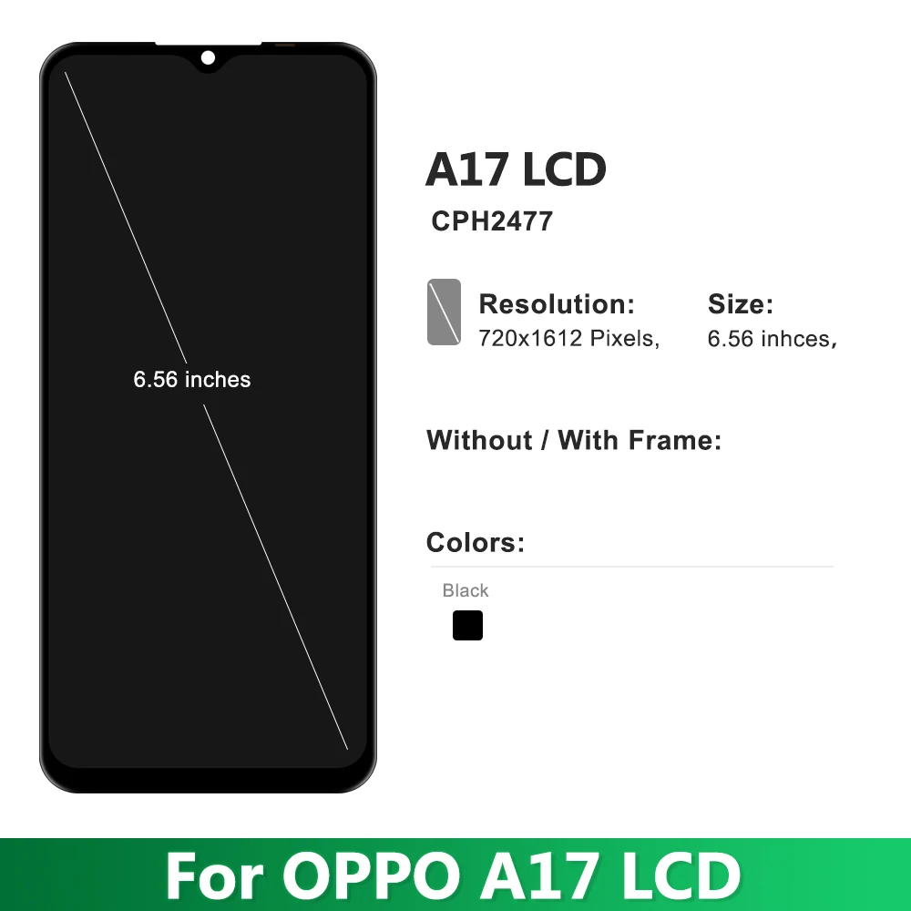 A17 A17K A17S Screen For oppo A17 Lcd Display Digital Touch Screen Assembly Replacement For Oppo A17S CPH2477 Screen Replacement