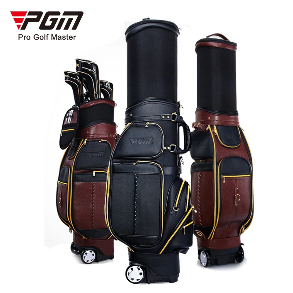 

PGM Retractable Genuine Leather Golf Bag With Wheel