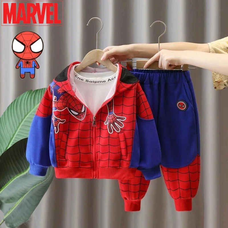 

New Marvel Spiderman Cool Creative Cartoon Pattern Casual Fashion Versatile Soft Skin-Friendly Long Sleeve and Long Pants Set