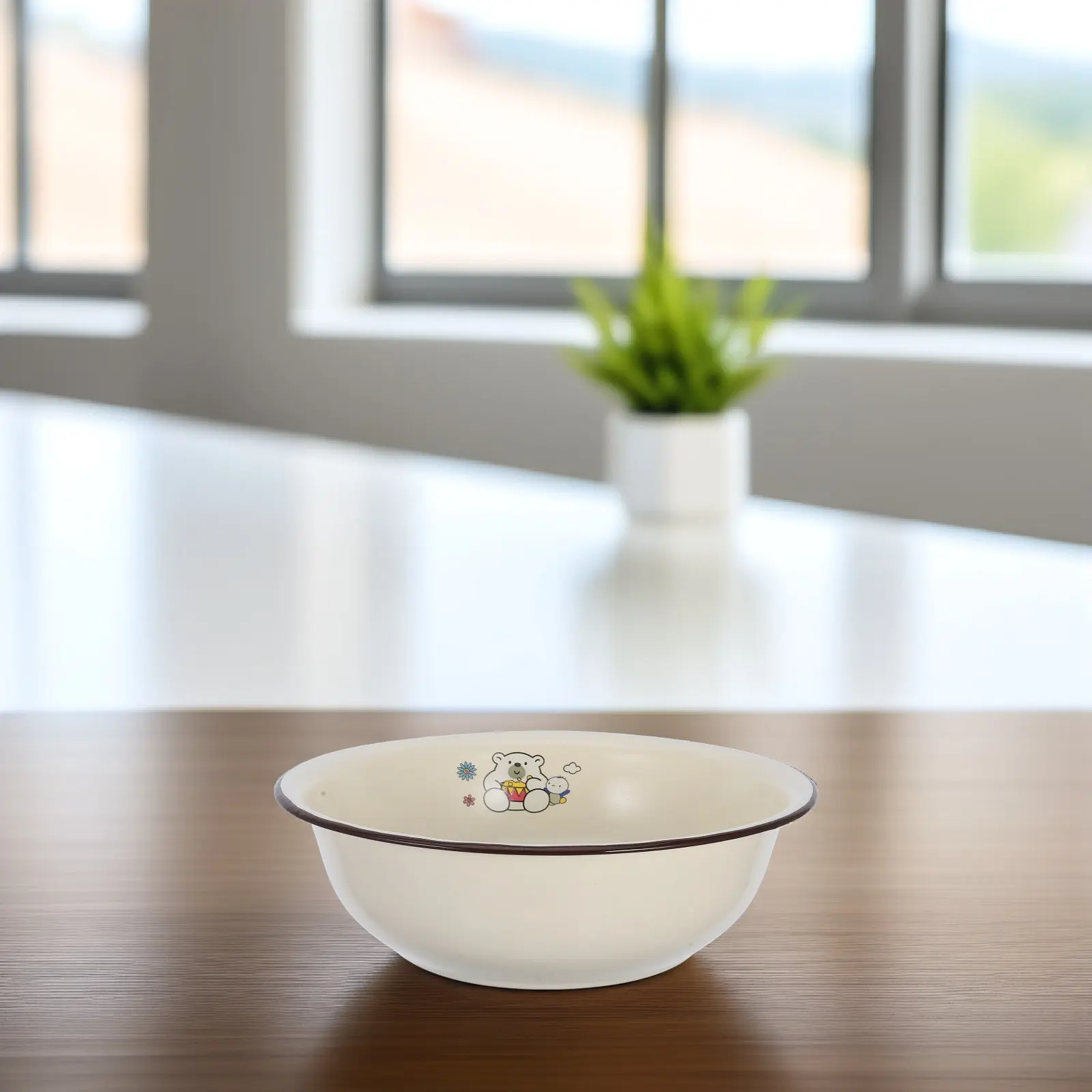 

1Pcs Enameled Basin Retro Thickened Mixing Bowl Kitchen Washing Face Basin Vintage Household Enamelware Multifunctional Holder