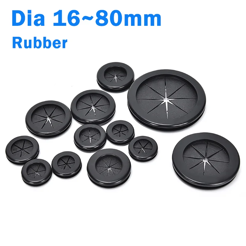 Groove Rubber Grommet Dia 16~80mm Petal Type Rubber Sealing Ring Electric Wire Pass Rings Cable Hole Protector Round Gasket