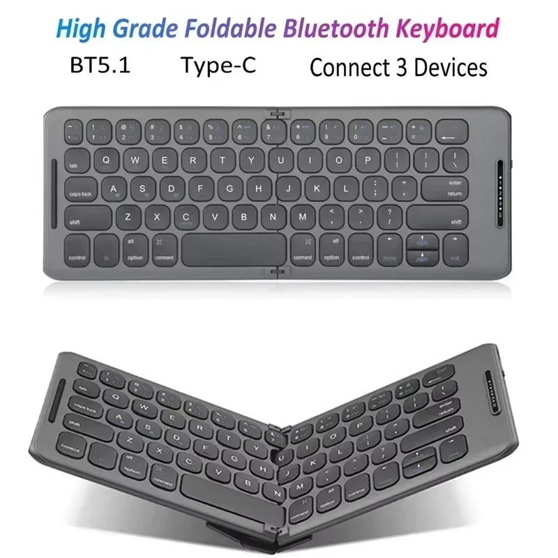 

Foldable Bluetooth Keyboard USB Type C for Windows Android IOS for iPad Computer Tablet PC Phones Mice Key Board 3-Device Sync