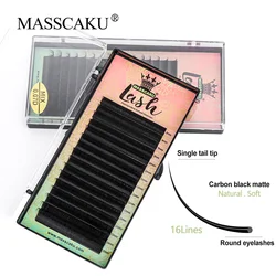 MASSCAKU Individual Eyelashes 8-16mm Mix Premium Fake Mink Eyelash Extension Glossy Black false eyelashes soft Make up tools