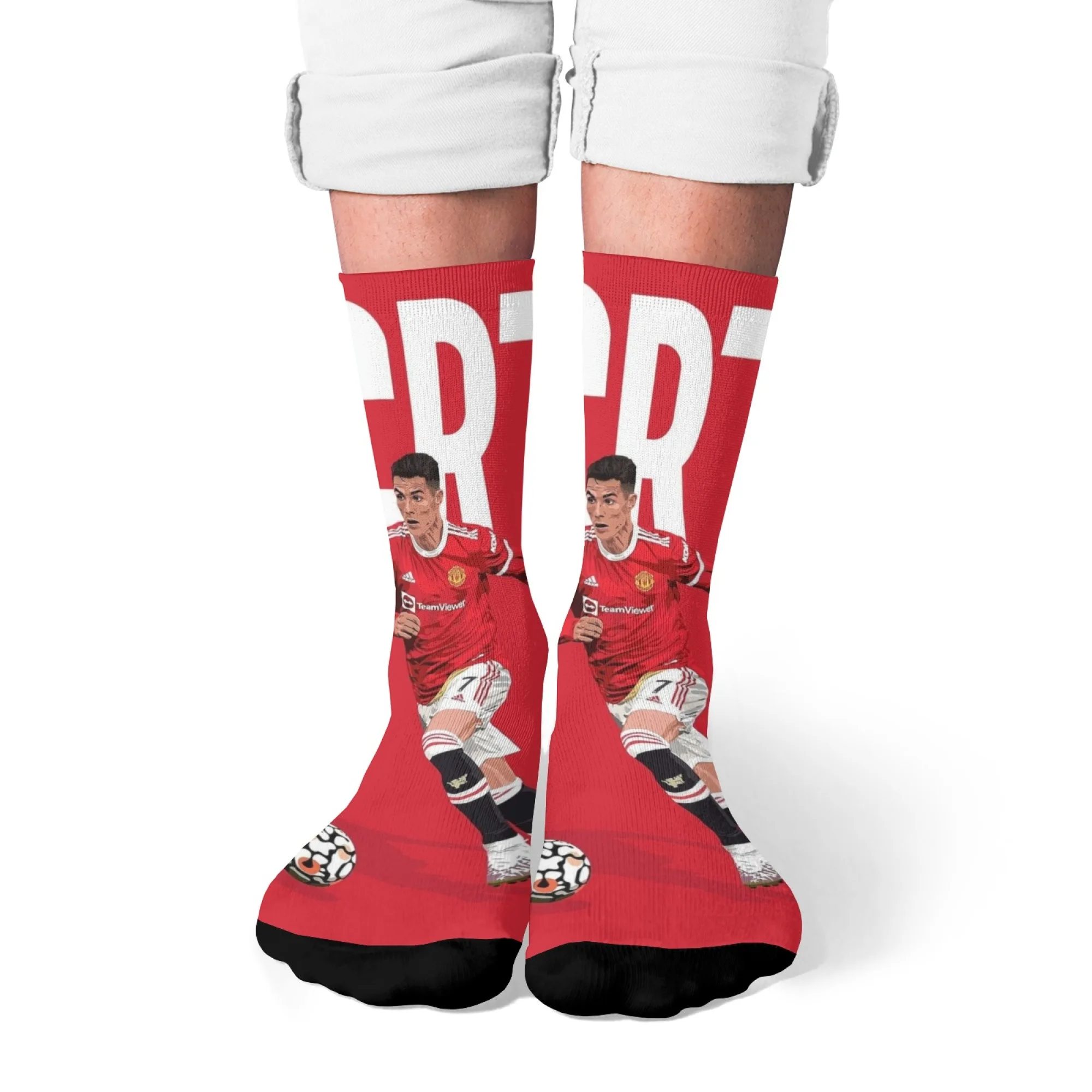 كرة القدم نجم CR7 الرجال الجوارب الجدة مضحك سعيد الجوارب الرجعية نمط هزلي مريح عارضة الأزياء الجوارب الرياضية متعة هدية #6