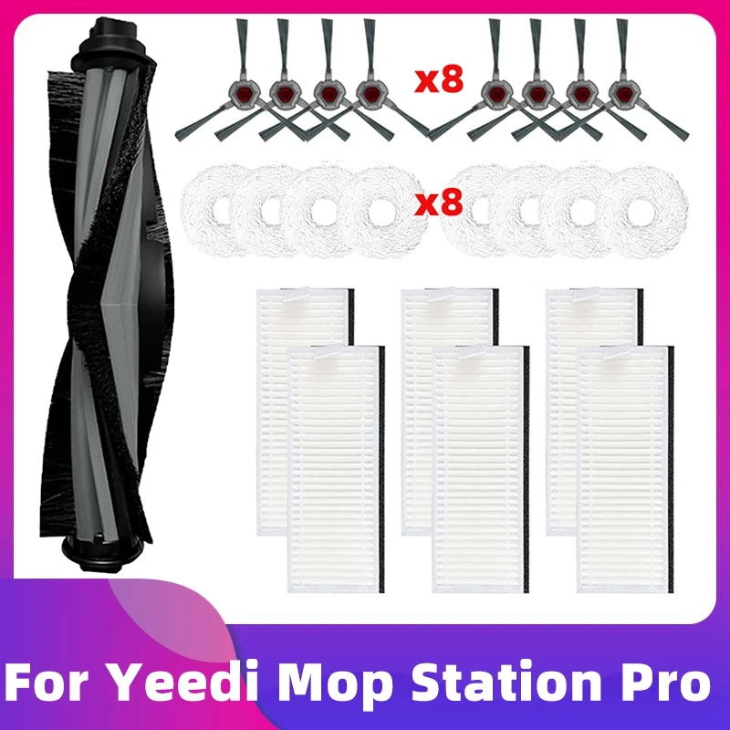 For Yeedi Mop Station Pro Robot Vacuum Cleaner Accessory Spare Parts Main Roller Side Brushes Hepa Filter Mop Cloth