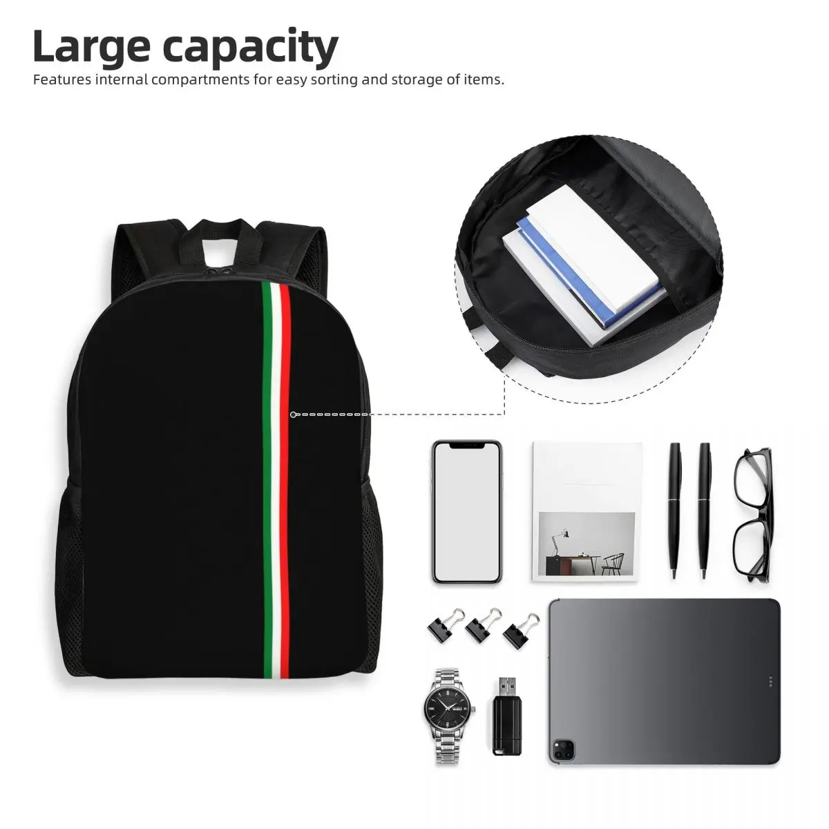 Custom Minimalist Italy Flag Backpacks for Girls Boys Italian College School Travel Bags Men Women Bookbag Fits 15 Inch Laptop