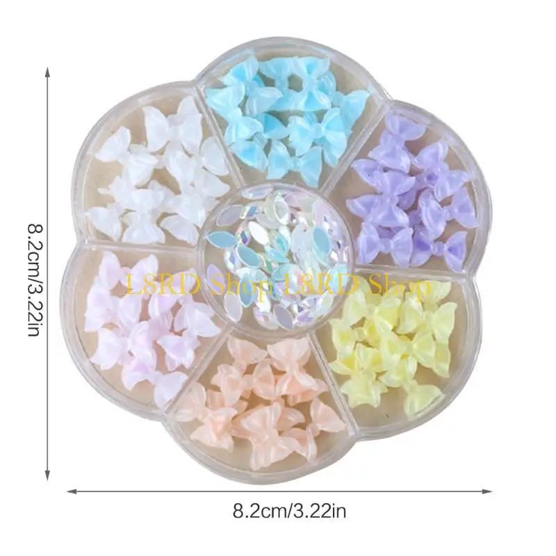 L8RD BOW 네일 아트 장식 아크릴 네일 데칼 네일 아트 디자인 보석 헤어 클립 제작을위한 젤 네일 스티커