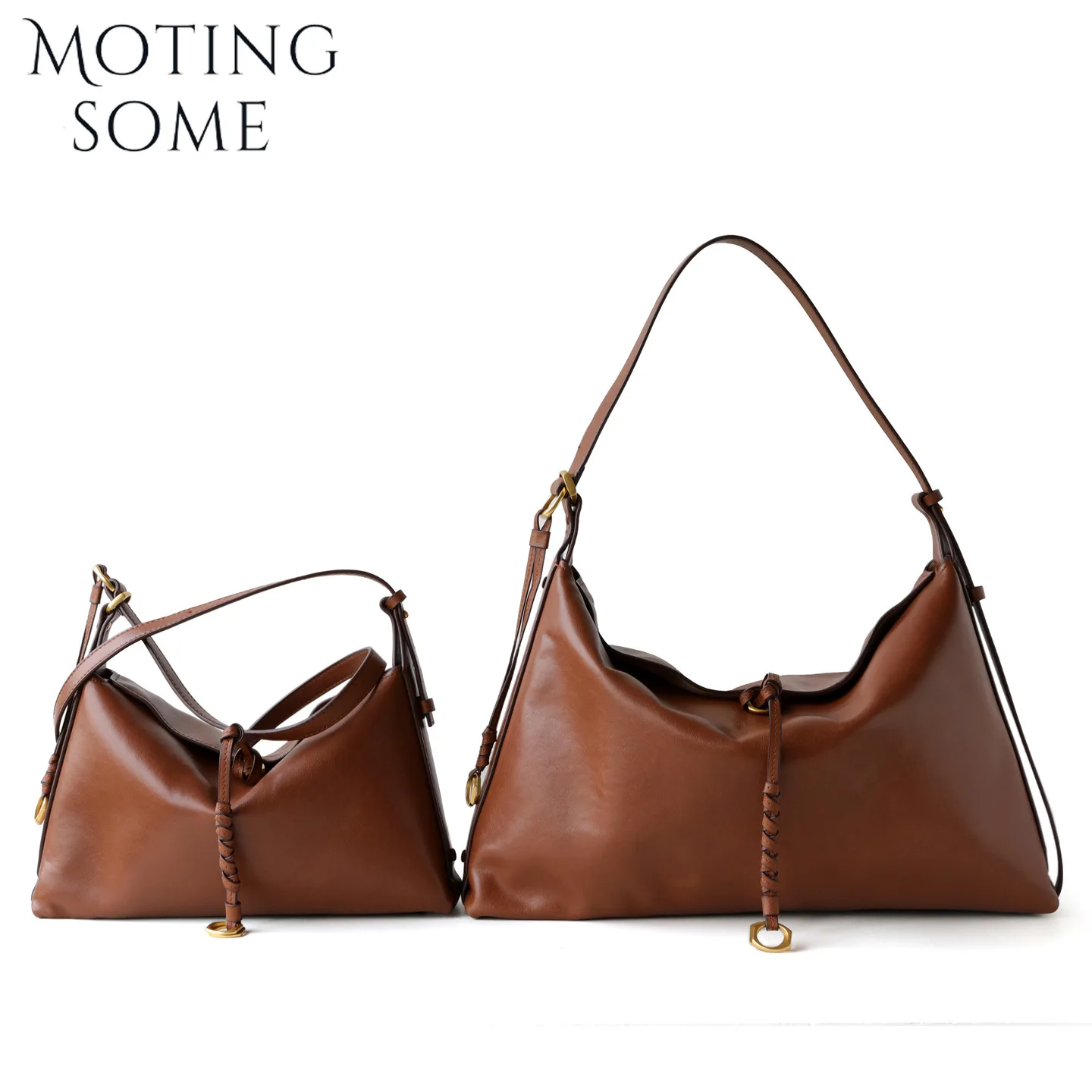 

MOTINGSOME Retro Vegetable Tanned Leather Bag Woman Shoulder Messenger Bags Crossbody Cowhide Hobos Underarm Handbag 2026 New In