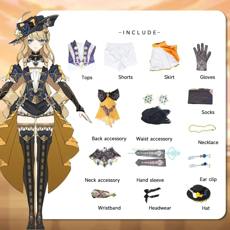 Game Genshinimpact Navia Cosplay Anime Uniform Halloween Party Rollenspel Kostuum Volledige Set Cos MN12