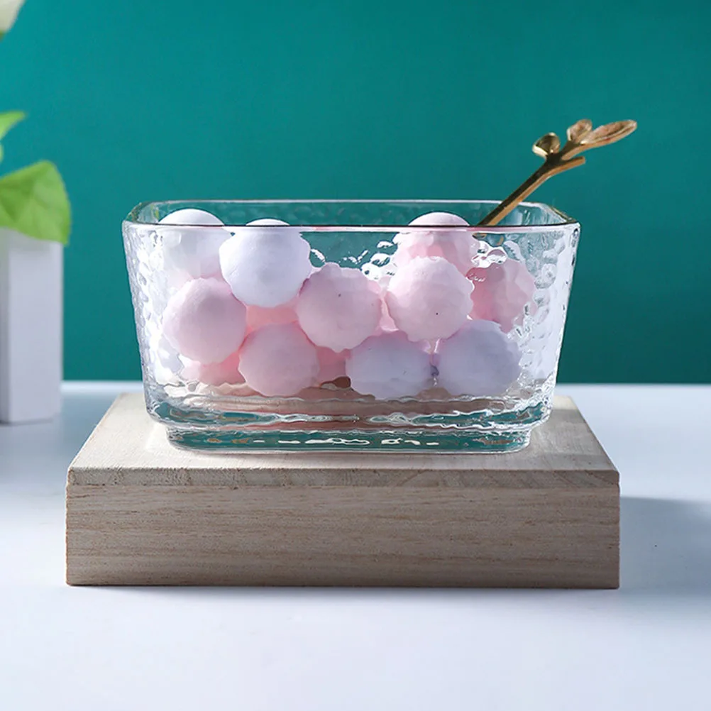 

2Pcs Hammered Glass Bowl Square Design Large Capacity Salad Dessert Serving Bowl for Fruit Snacks Pudding Ice Cream