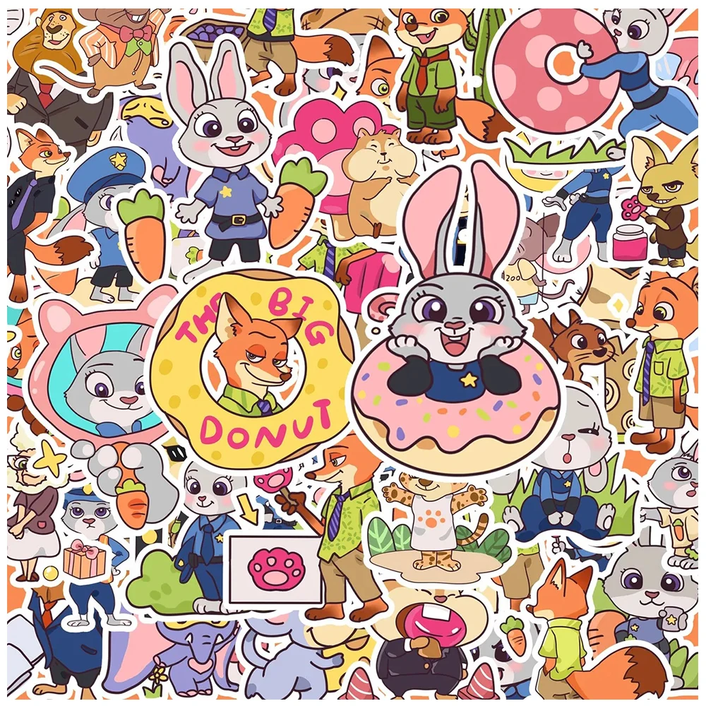 

10/30/68pcs Q Version Cute Disney Zootopia Cartoon Stickers Anime Decals Toys DIY Skateboard Luggage Laptop Funny Sticker Gifts