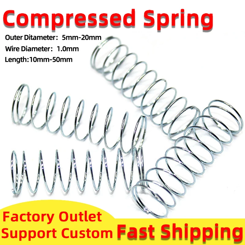 

10PCS Stainless Steel Compression Spring Compressed Spring Wire Diameter Y-Type Rotor Return Spring 1.0mm L:10-50mm