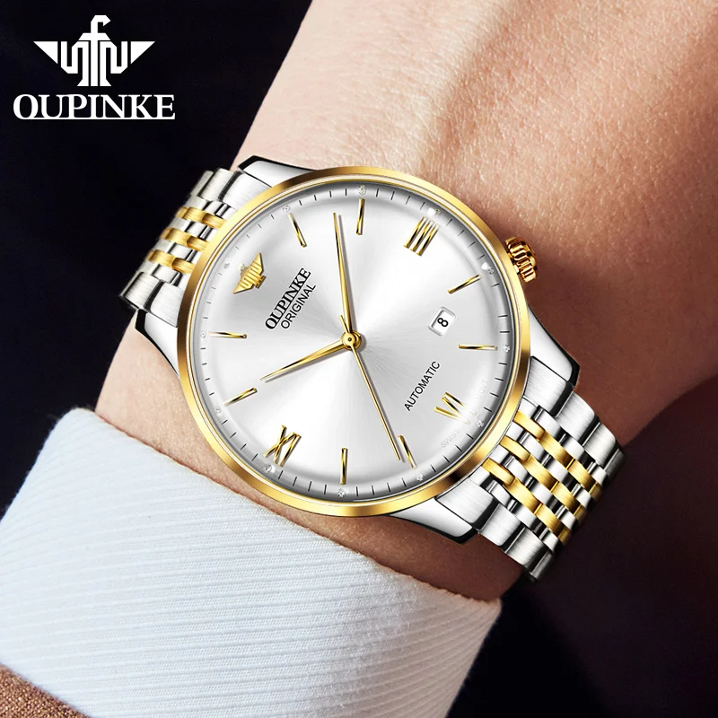 OUPINKE 3269 Luxury Swiss Automatic Watch Men Brand Original Business Mechanical Watch Sapphire Mirror Ultra Thin Formal Reloj