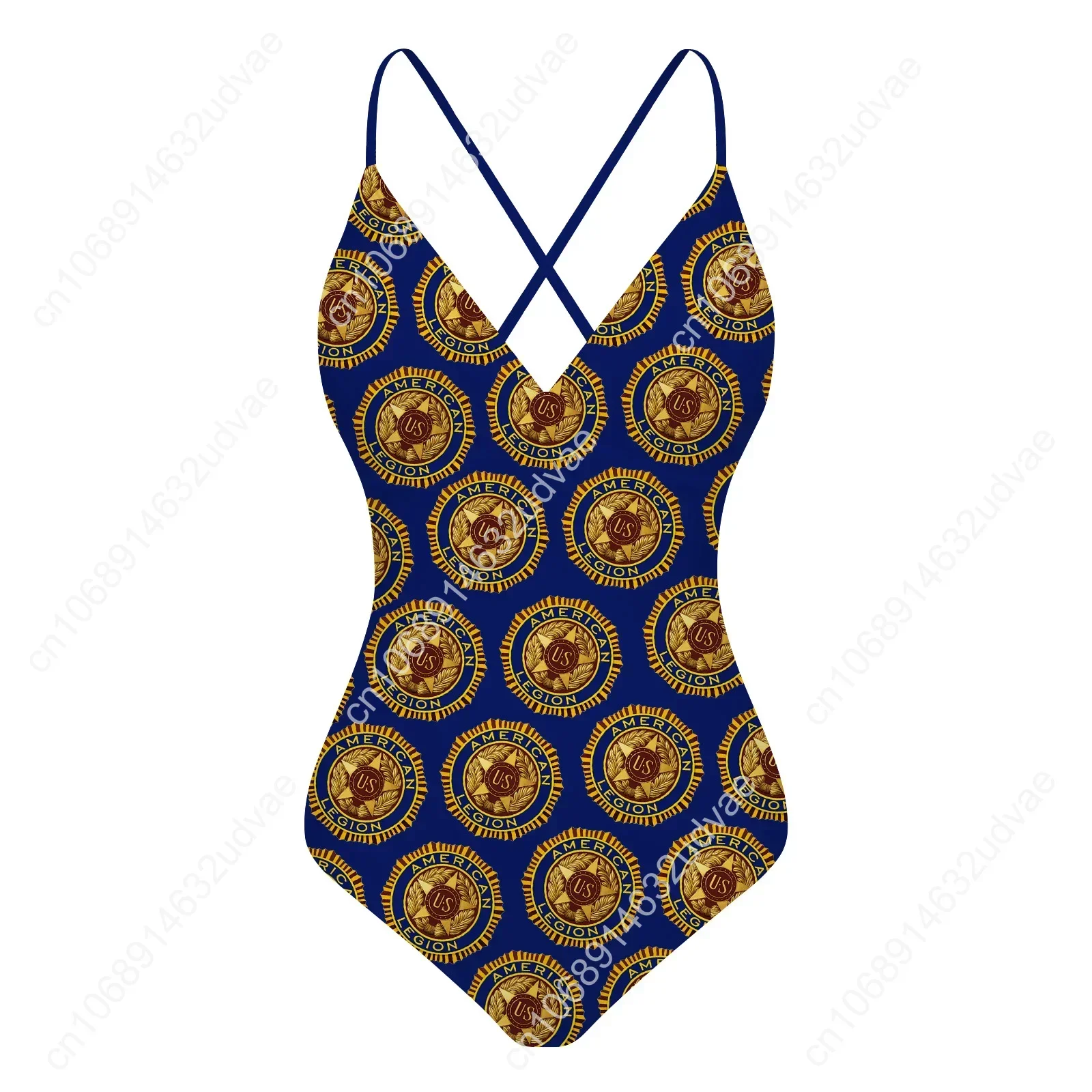 American Legion Logo V-neck Halter Back Swimsuit Womens Bathing Suits Personalized Bikini Pool Party Swimwear Custom Beachwear