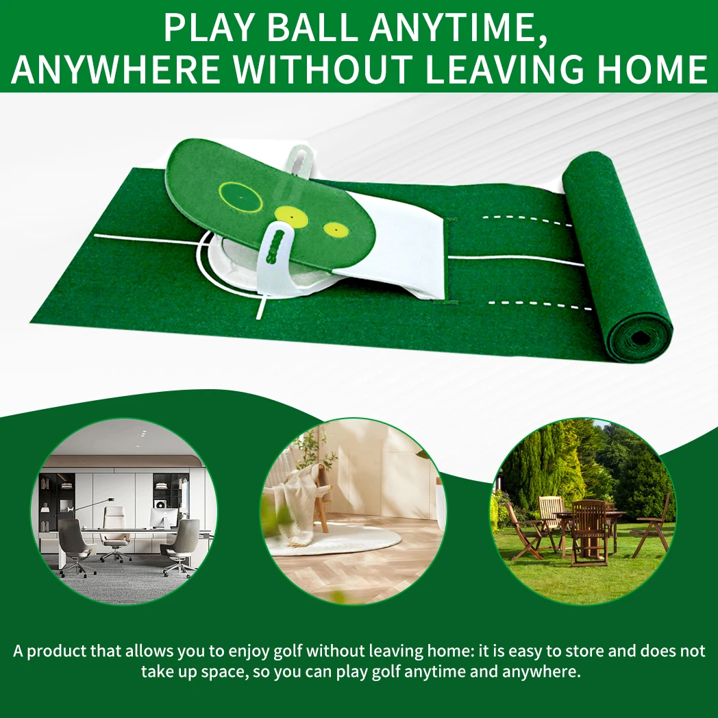 Caiton Golf Putting Mat: Portable Foldable Design, 6 Adjustable Slopes, Realistic Indoor Green with Auto Ball Return