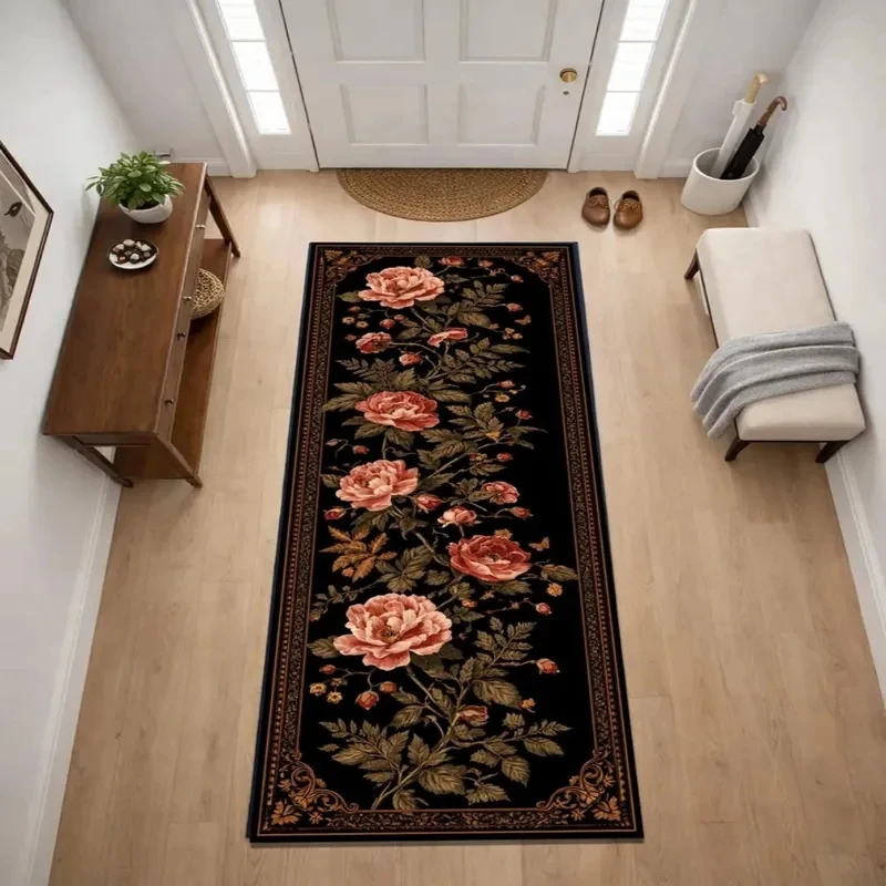 VIKAMA Nordic Forest Moon Rug, Serene Night Sky Carpet, Non-Slip Plush Mat for Living Room & Bedroom Ambiance