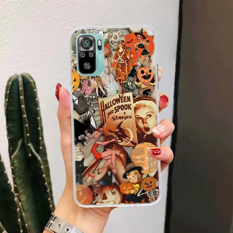 Halloween Fall Art Witch Cat For Xiaomi Redmi Note 13 12 11S 11 10S 10 Pro Phone Case 11T 11E 9S 9 8T 8 7 Plus Fundas Cover Coqu