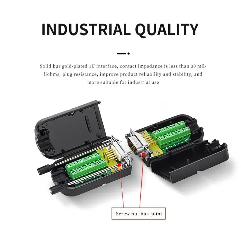 DB15 Solder-free VGA Connector Male Female HDB15-pin Plug Industrial Grade VGA 15 Pin 3+9 Computer Monitor Projector Connector